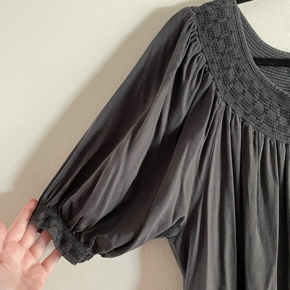 Old Navy Women XL Gray Boho Puff Sleeve Embroidered Smocked Mini Swing Dress - Picture 7 of 11